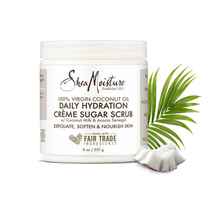 Daily Hydration Crème Sugar Scrub 100% Virgin Coconut Oil 8 Oz