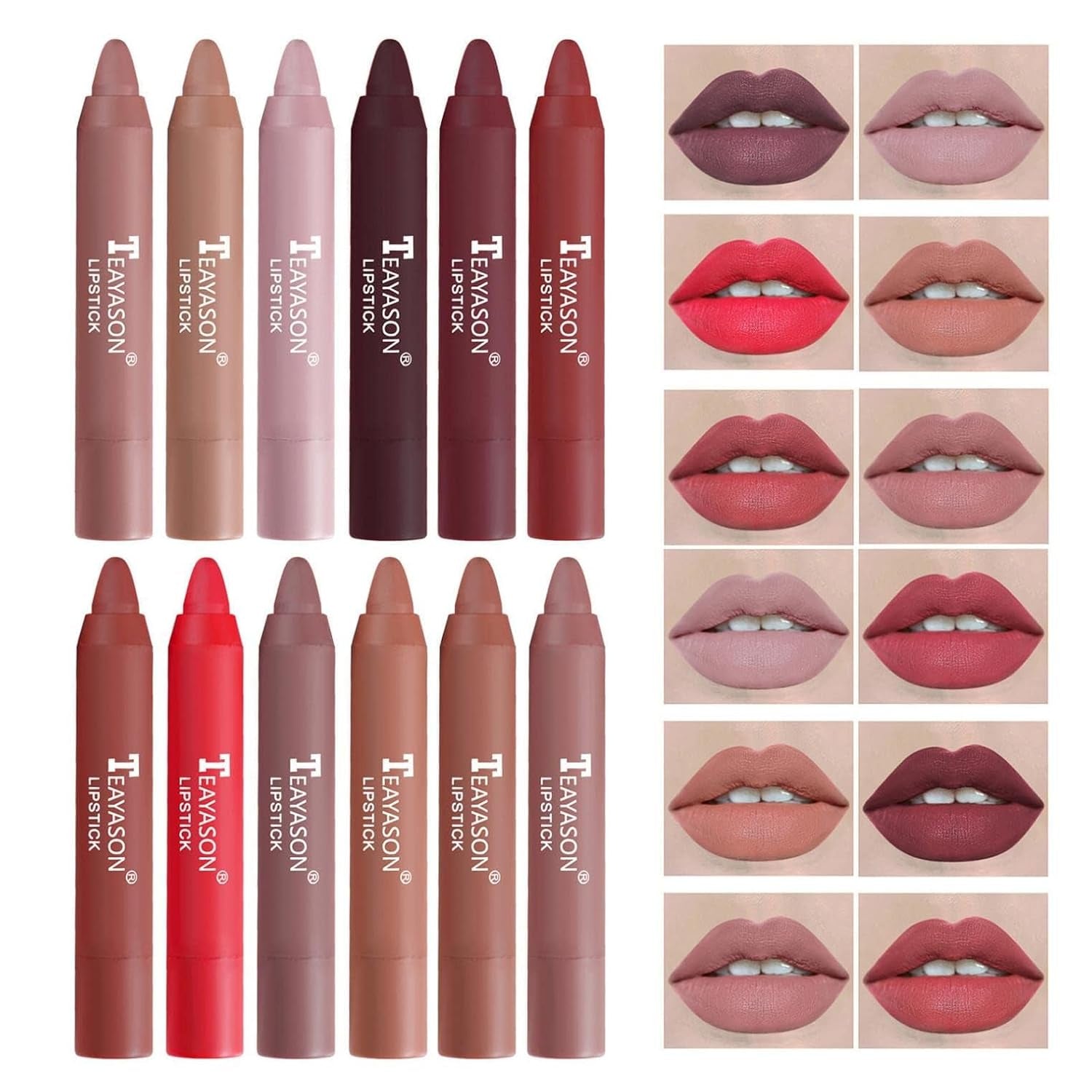 Matte Velvet Lipstick Lip Crayon Nourishing Non-Stick Cup Lip Stain Lip Gloss,Long-Lasting Waterproof Lip Stick Lip Makeup for Women (2)