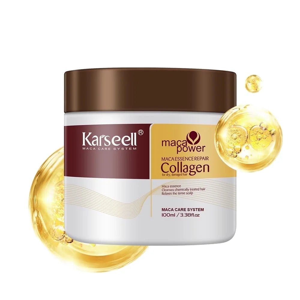 Collagen Hair Treatment Deep Repair Conditioning Argan Oil Collagen Hair Mask Essence for Dry Damaged Hair All Hair Types, 3.38Floz 100Ml