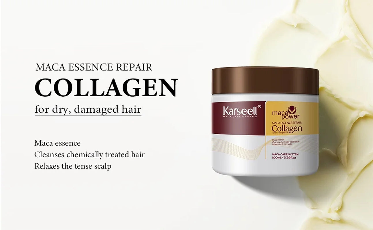 Collagen Hair Treatment Deep Repair Conditioning Argan Oil Collagen Hair Mask Essence for Dry Damaged Hair All Hair Types, 3.38Floz 100Ml