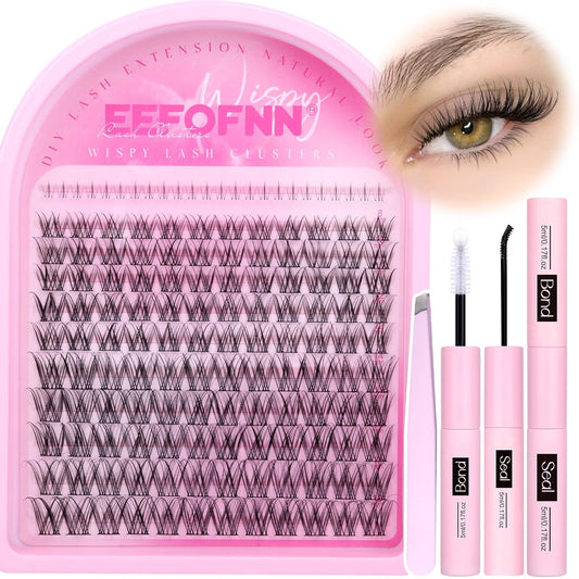 Natural Lash Clusters Kit Wispy Eyelash Extension Kit 8-16Mm Eyelash Clusters with Bottom Lashes D-Curly Cluster Eyelash Extensions Kit 144Pcs Individual Lashes Venus Lash Clusters Kit