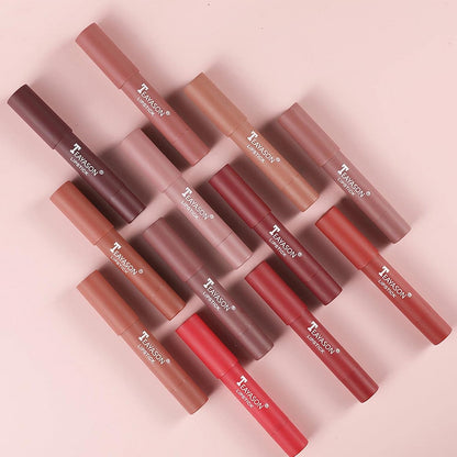 Matte Velvet Lipstick Lip Crayon Nourishing Non-Stick Cup Lip Stain Lip Gloss,Long-Lasting Waterproof Lip Stick Lip Makeup for Women (2)